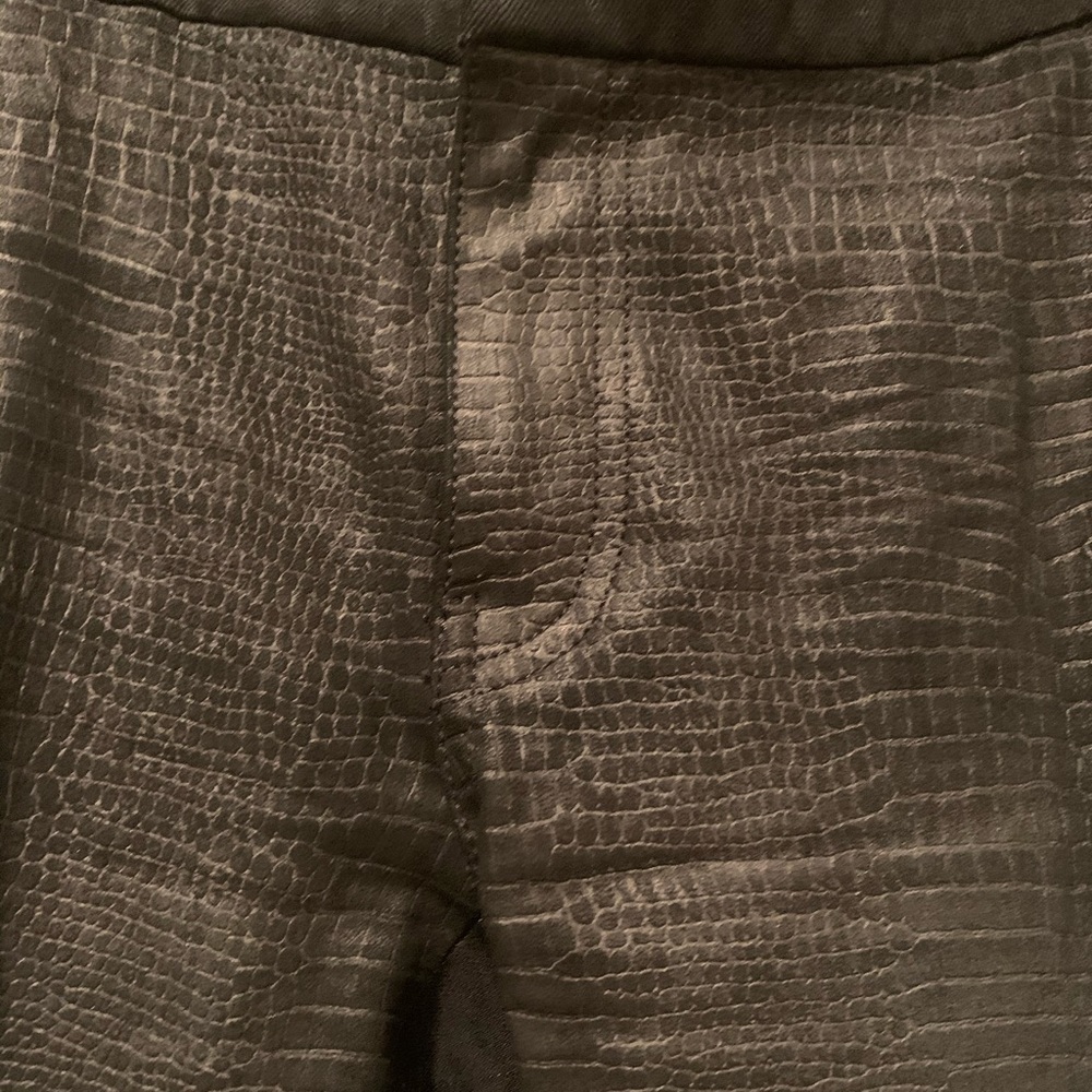Crocodile textured leather and denim pants